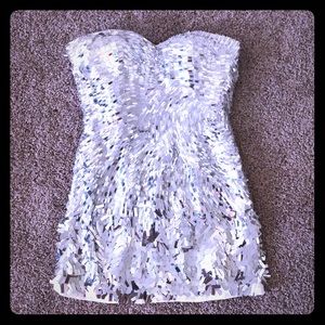 Beautiful Silver Sherri Hill Party Dress - Size 2